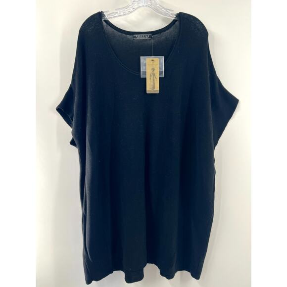 Peruvian Connection Women's Black Cotton Oversized Short Sleeve Sweater M/L NWT - Picture 1 of 8